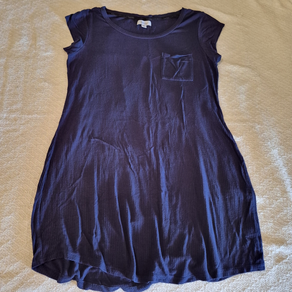 Nicole Miller Navy Ribbed Mini Dress with Chest Pocket
